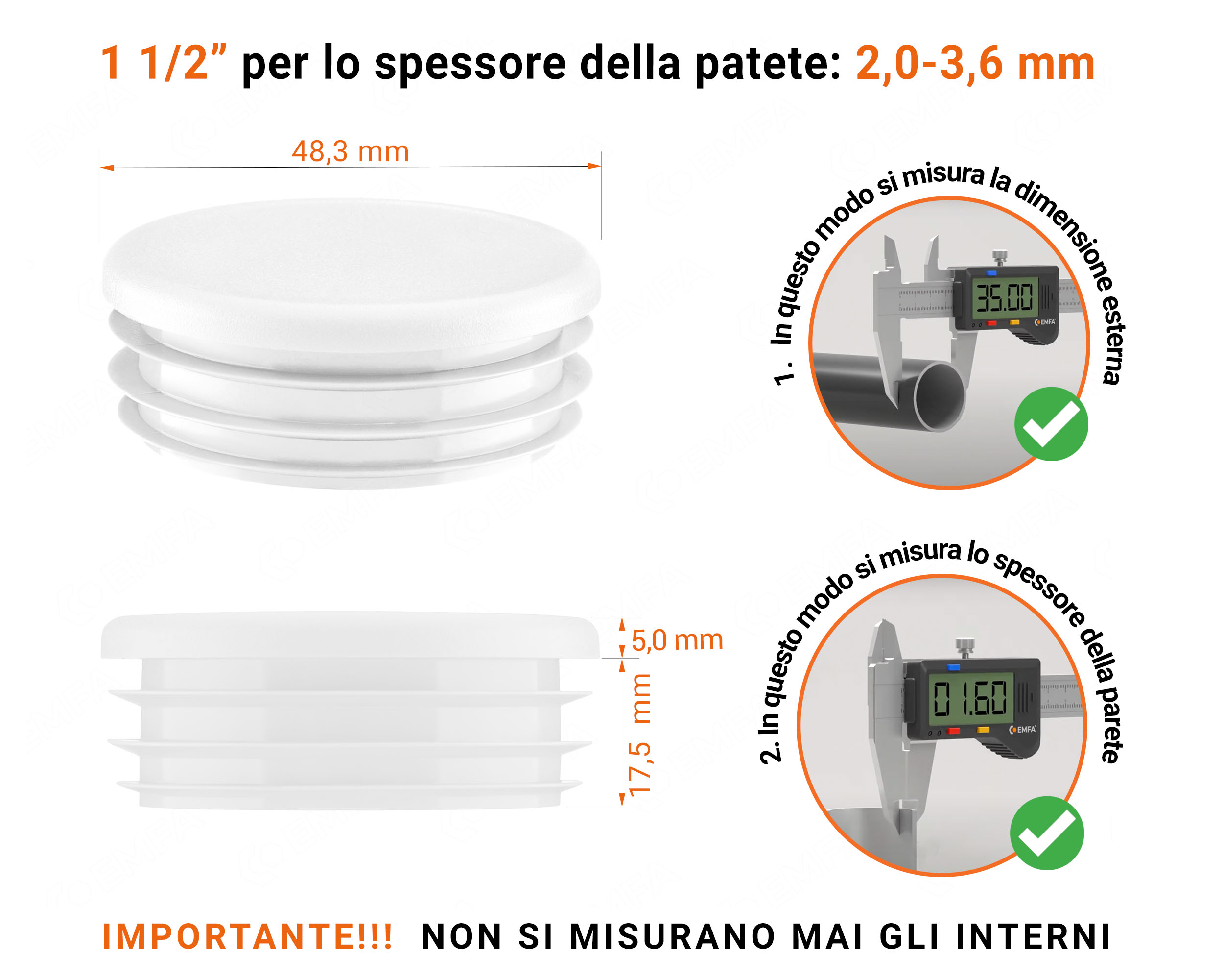 Inserti rotondi per sezione cava circolare 1 1/2