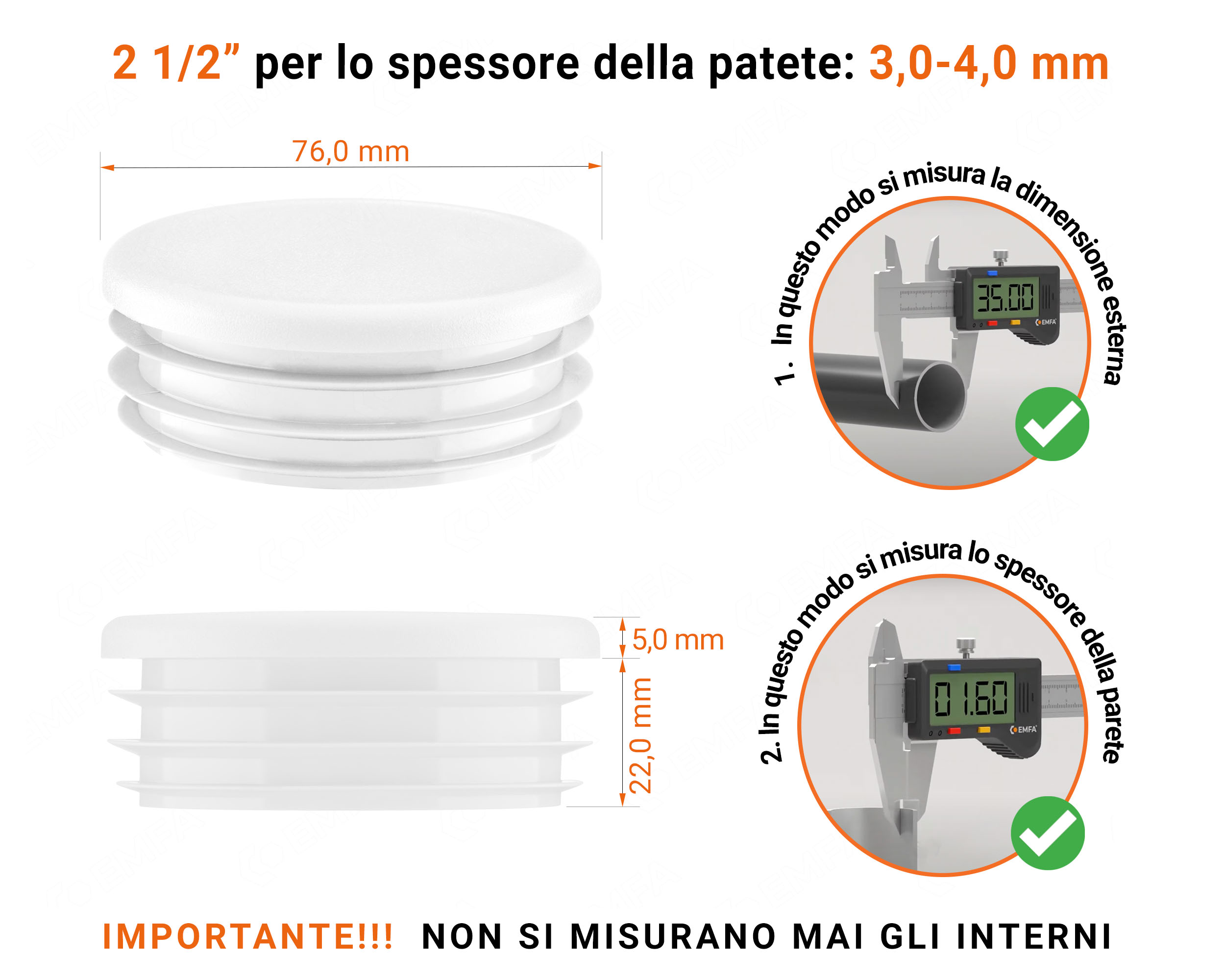 Inserti rotondi per sezione cava circolare 2 1/2