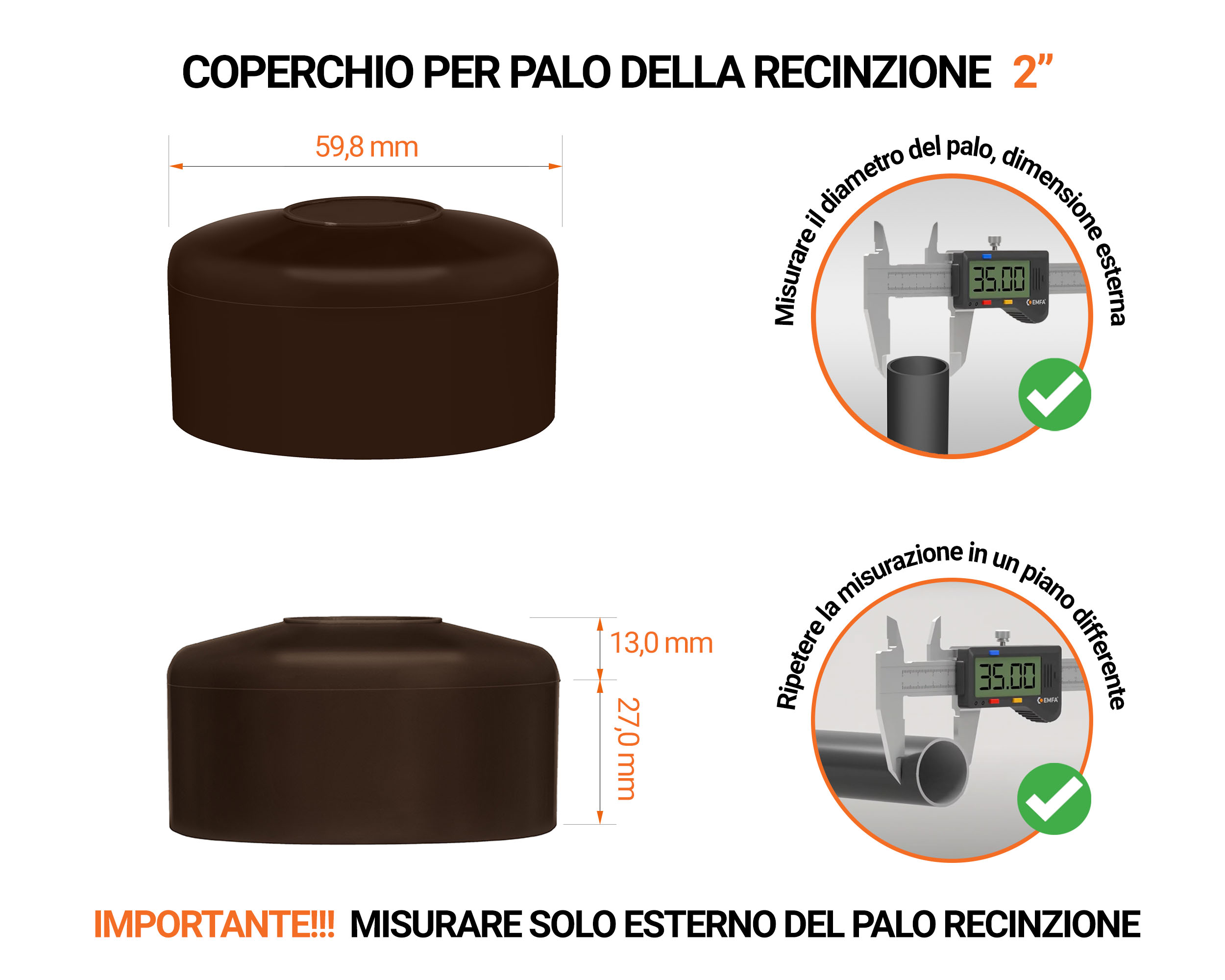 Tappo per palo rotondo 2