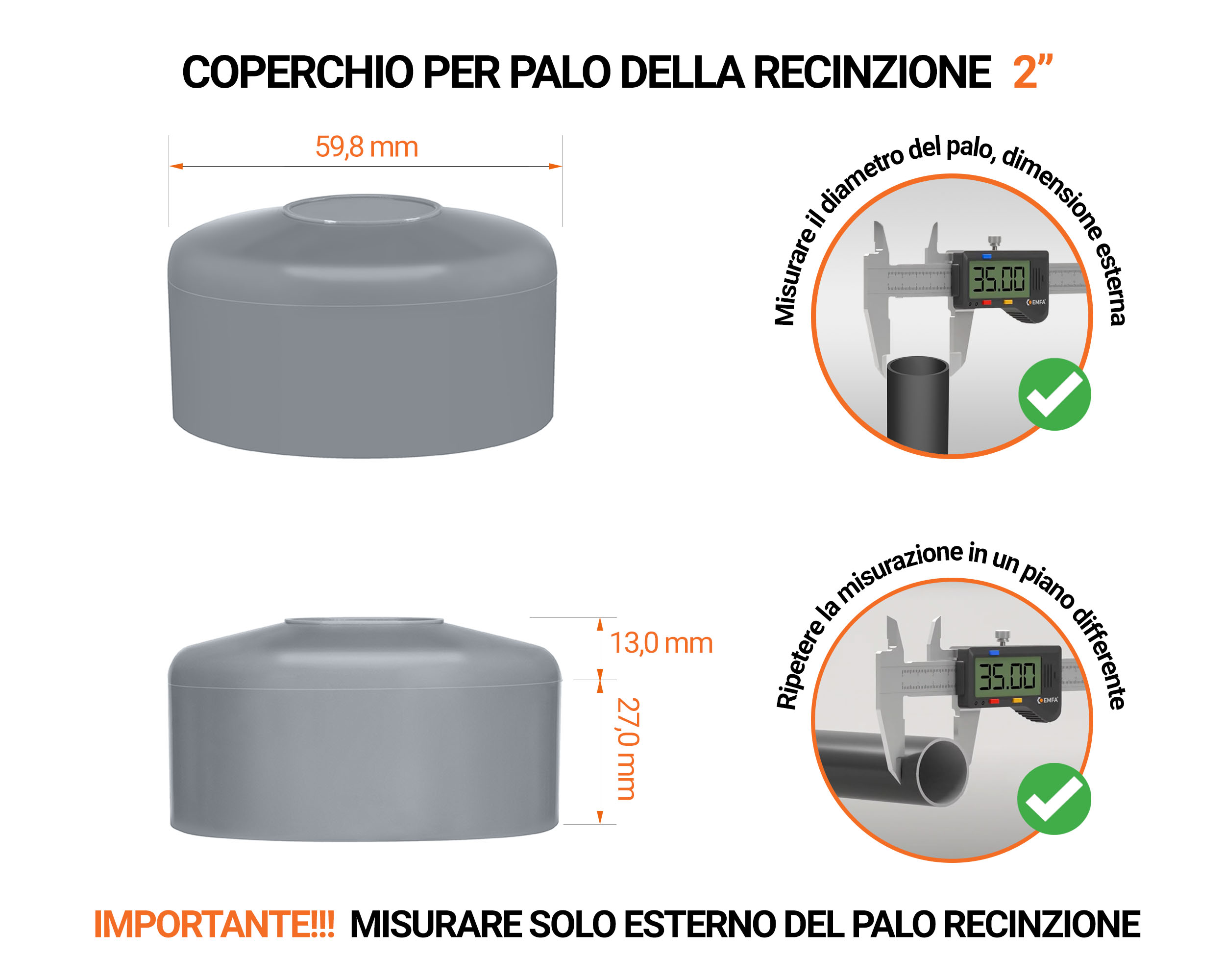 Tappo per palo rotondo 2