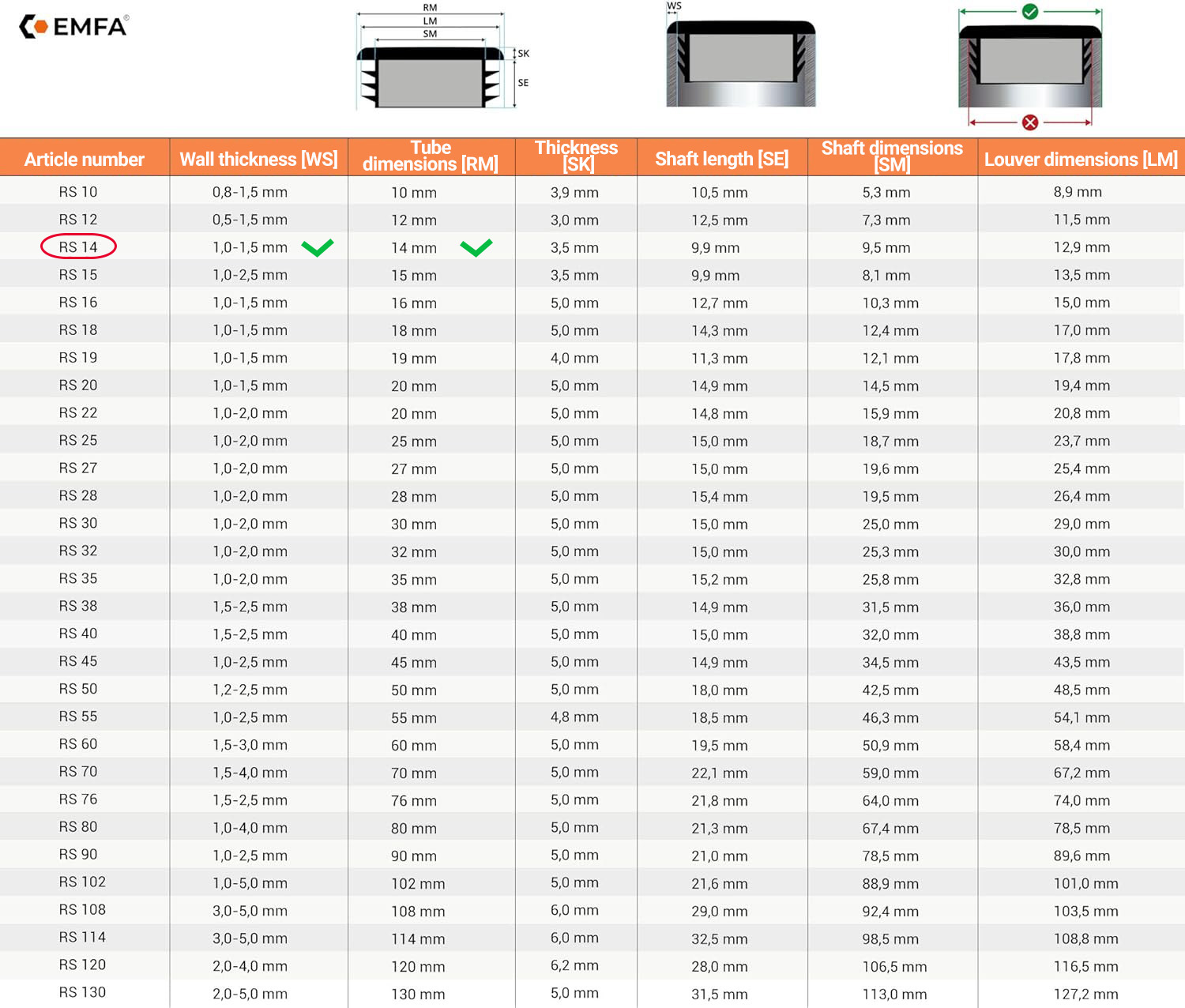  Size table and technical details of round lamellar caps 14 en Grey RAL 7040 